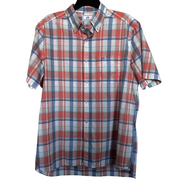Southern Tide Men’s Sz M Classic Fit Short Sleeve Plaid Button Down Shirt - Picture 1 of 7